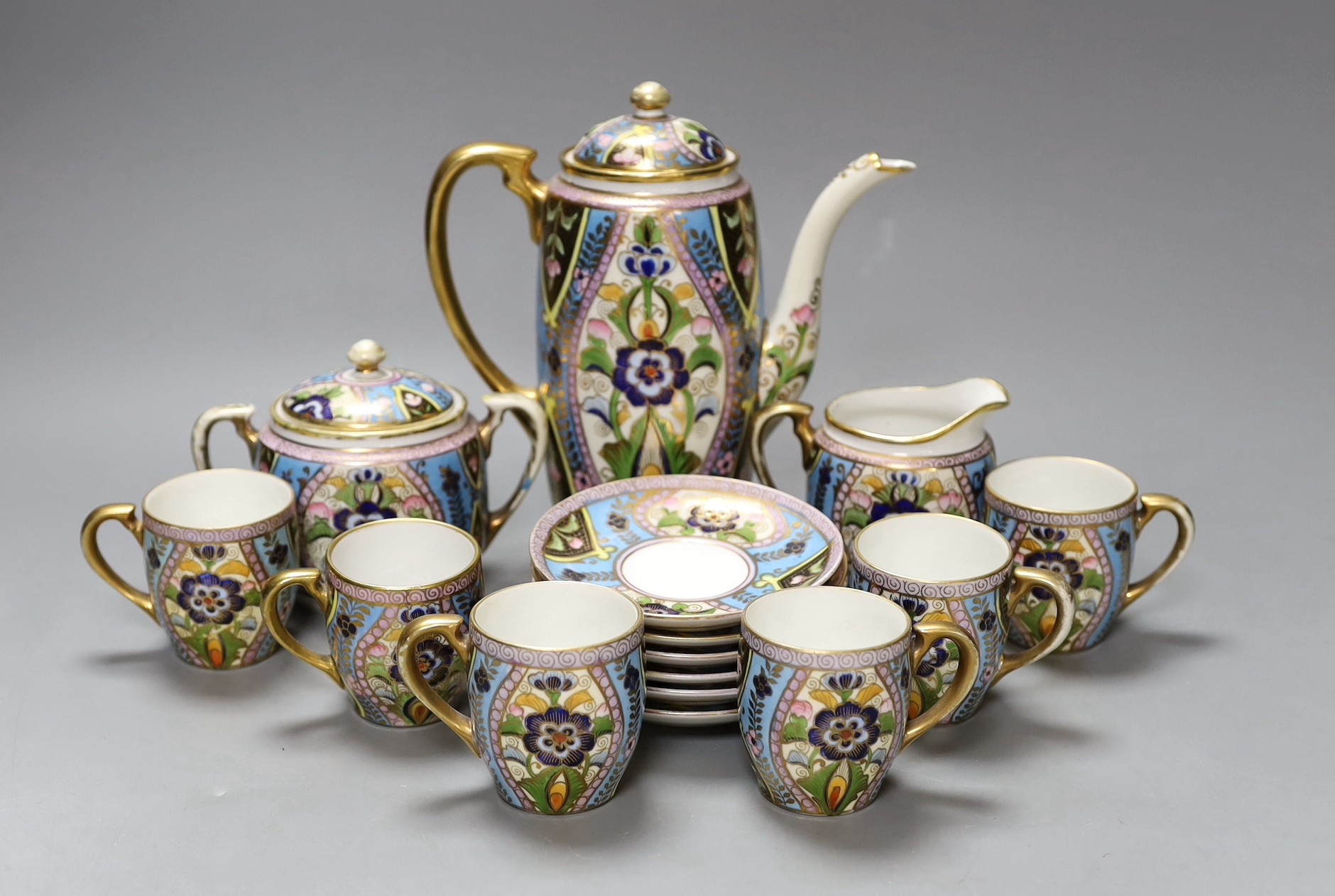 A Noritake six-piece coffee set